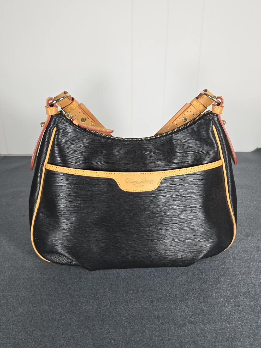 Dooney & Bourke Black Shoulder Bag with Tan Trim